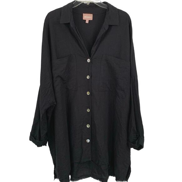 Show Me Your MuMu Shirt Top Blouse Short Sleeve John’s Button Down Black Sz XXL - Picture 2 of 9